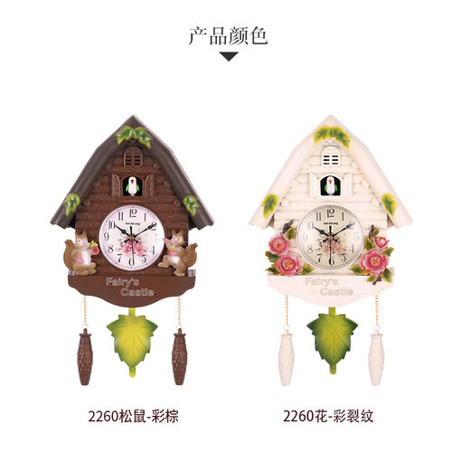 欧式布谷鸟挂钟i咕咕钟表卧室壁挂报时挂钟静音石英钟客厅装饰挂