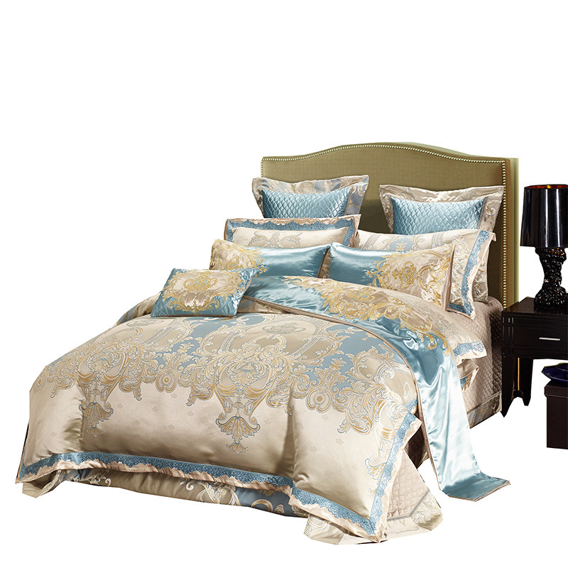 欧美式样板房居家高档床上用品w四六八十件套 全棉贡缎1.8米双人