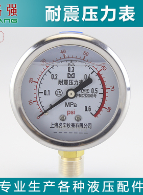 不锈钢耐震压力表YN60径向耐高压力表油压水压气压0-60MPa多量程
