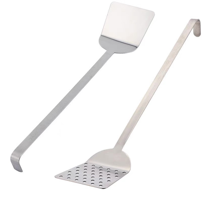 不锈钢煎铲铁锅铲加长柄煎铲漏铲煎鱼铲牛排铲炒菜铲子煎饼平铲