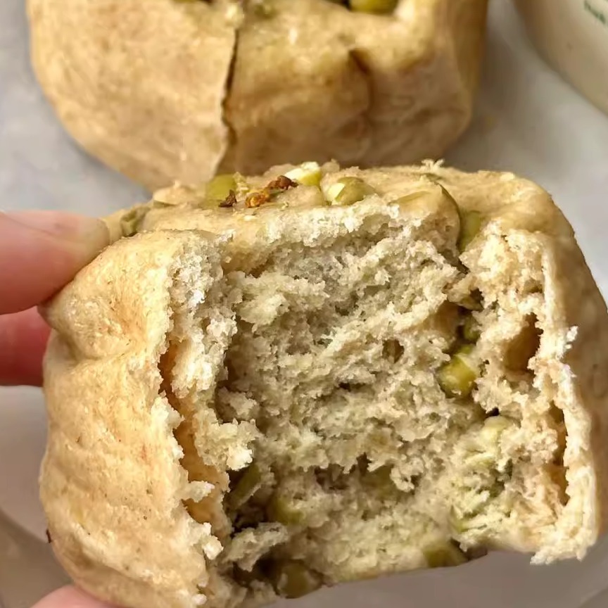 全麦桂花绿豆卷豆沙包