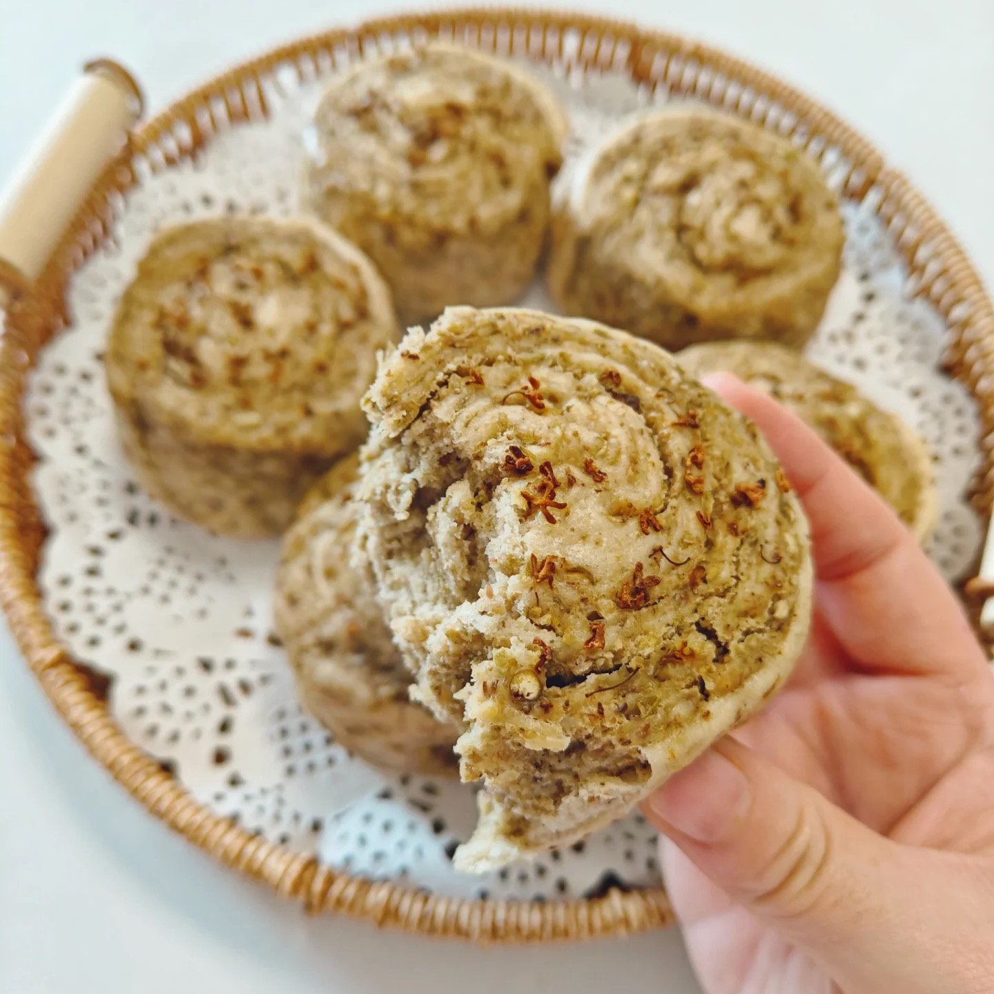 全麦绿豆卷豆沙包手工粗粮馒头