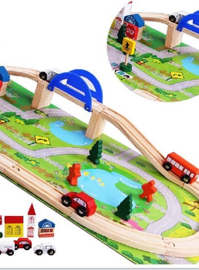40片城市轨道交通场景组合儿童木制玩具mb01汽车拆装1.3轨道CE42