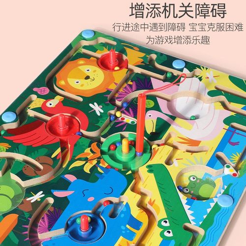 儿童益智走珠迷宫动物交通恐龙机关磁性迷宫桌面游戏玩具CE36