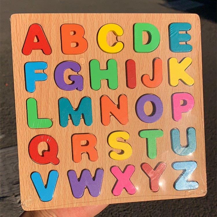 儿童数字母认数早教手抓板玩具益智宝宝积木26个英文字母幼儿拼图