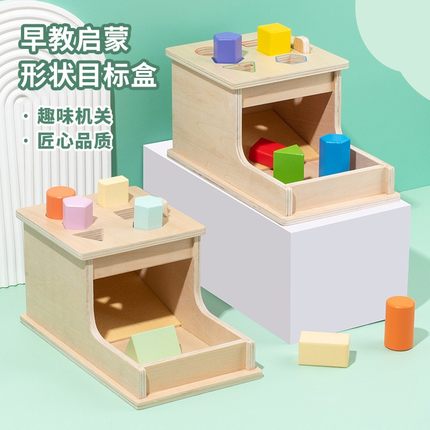 蒙特梭利0-3岁儿童幼儿园木制教具几何体形状认知科学机关玩CE51