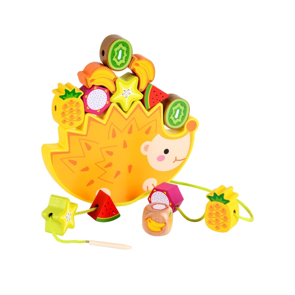 儿童刺猬水果平衡积木卡通堆塔叠叠乐大颗粒水果认知串珠益智ce29