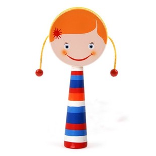 儿童玩具拨浪鼓 羊皮鼓皮木制手摇铃宝宝早教益智婴儿玩具 0-CE46