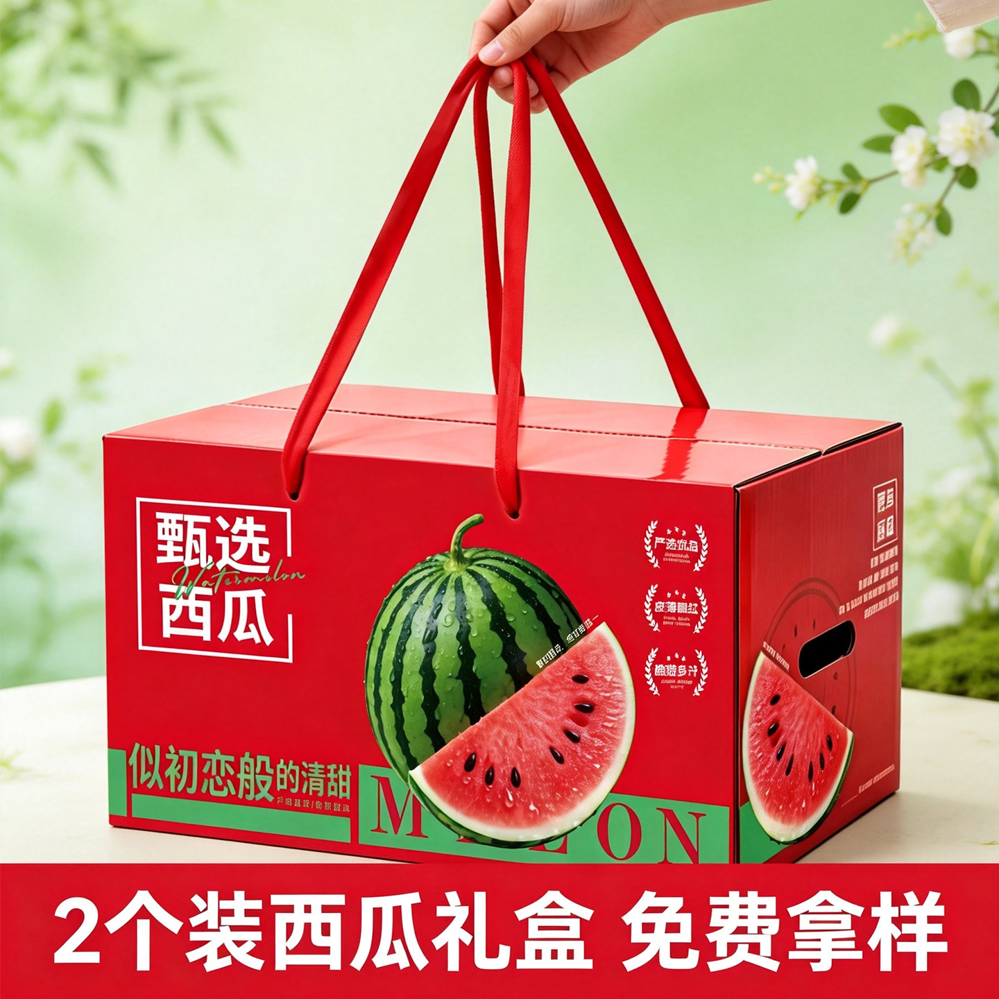 高档2个装通用西瓜礼盒包装盒加厚麒麟瓜专用纸箱手提礼品空盒子