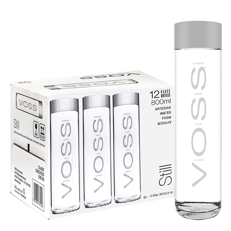 voss芙丝矿泉水800ml玻璃瓶进口天然弱碱性水苏打气泡水