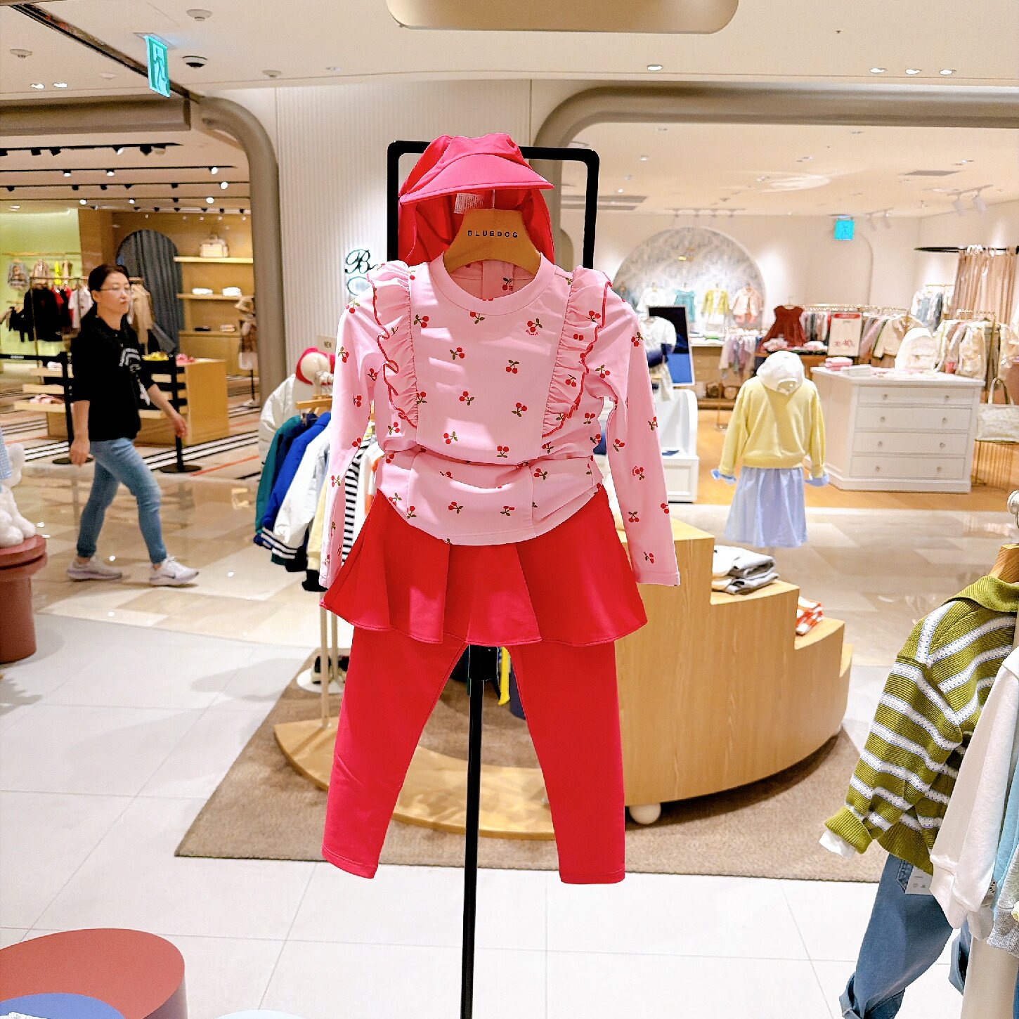 防UV~BLUEDOG大蓝狗韩国代购26夏季女童分体泳装长袖长裤防晒泳衣