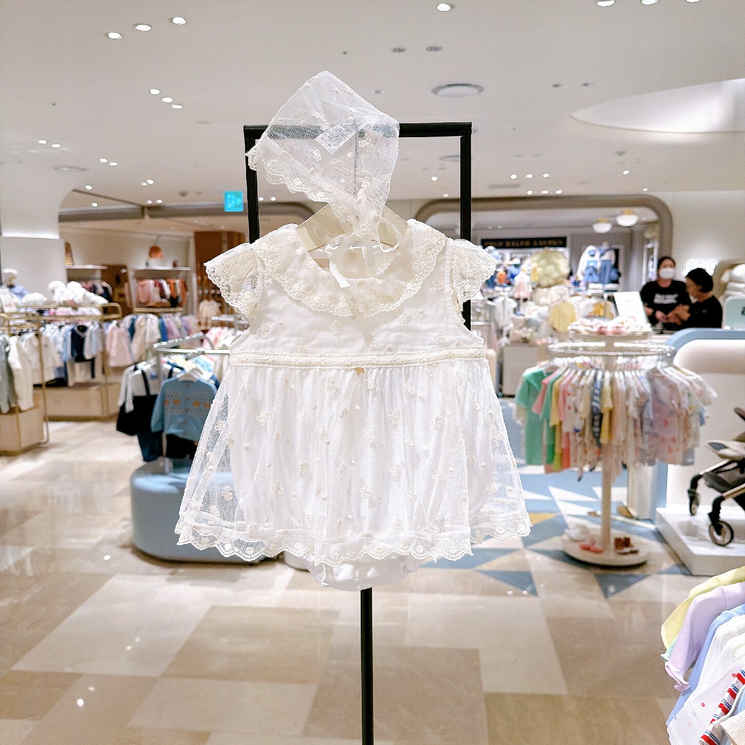 ETTOI小飞马韩国代购童装26夏季婴儿女宝百天网纱裙式连体衣+帽