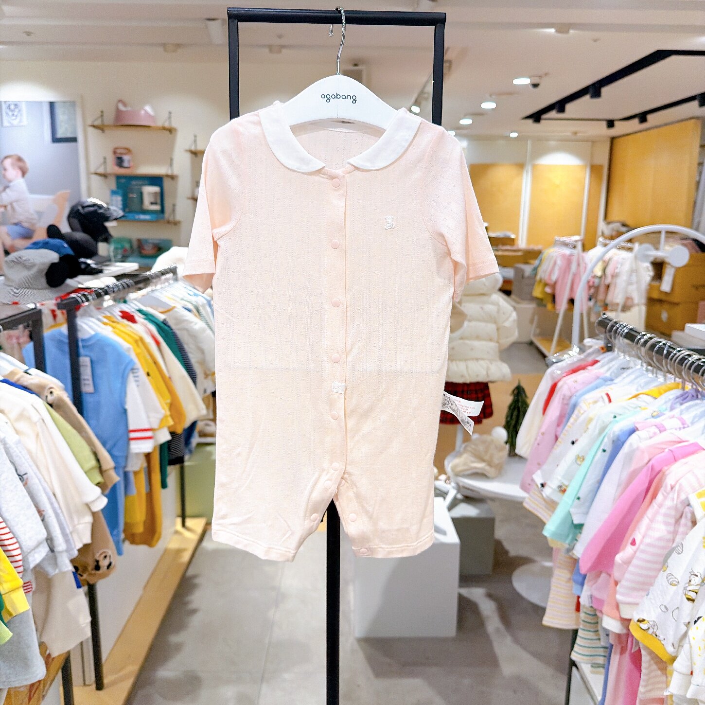 agabang阿卡邦韩国代购童装2026夏季女宝连体衣透气翻领婴儿哈衣