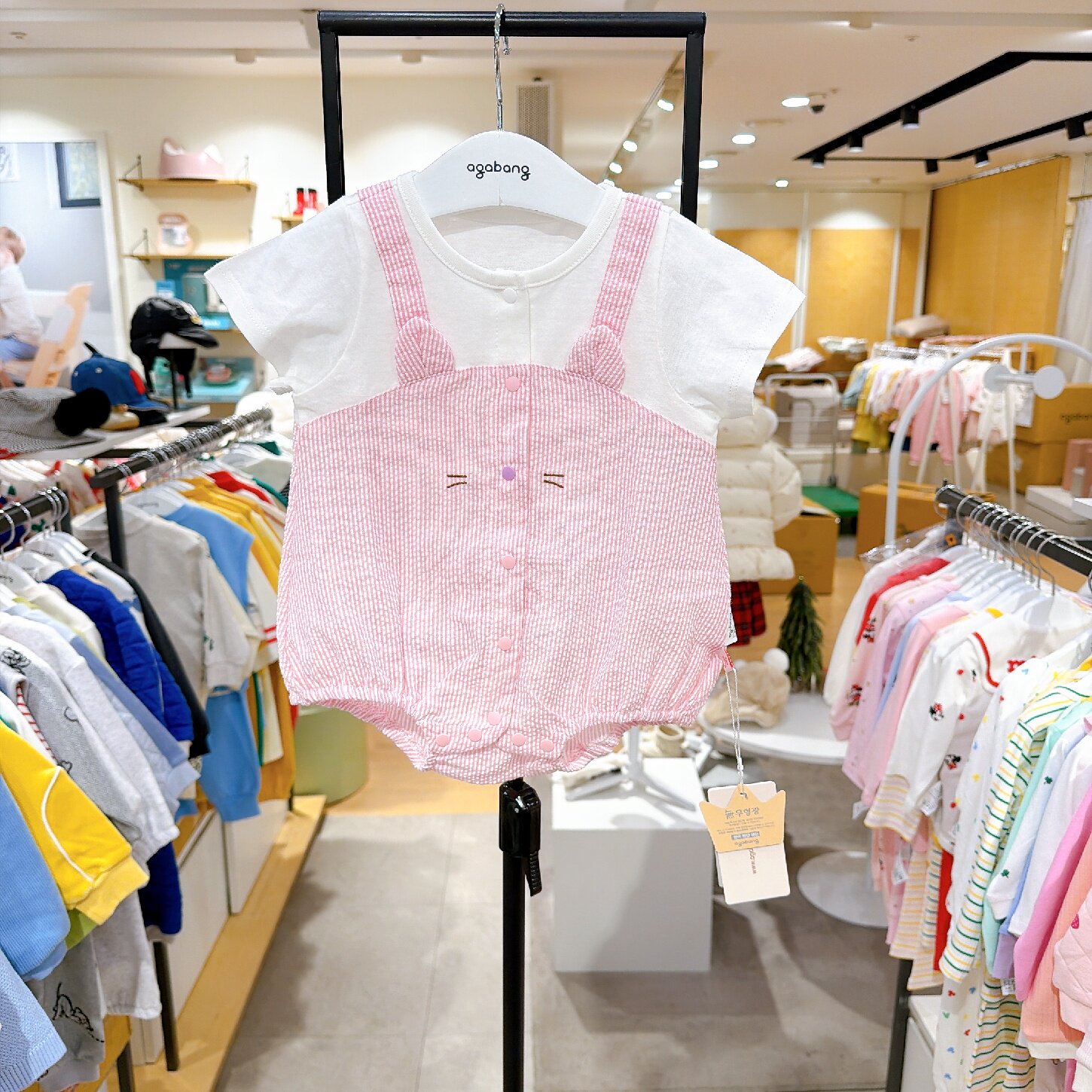 agabang阿卡邦韩国代购童装26夏季女宝假两件拼接包屁婴儿连体衣