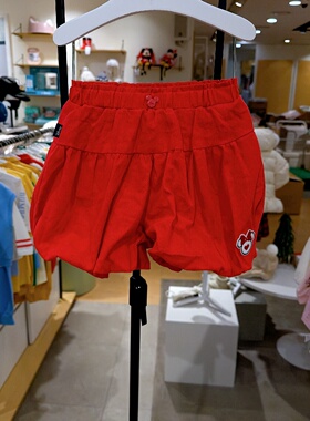 agabang阿卡邦韩国代购26夏季女童红色花苞裤休闲南瓜短裤灯笼裤
