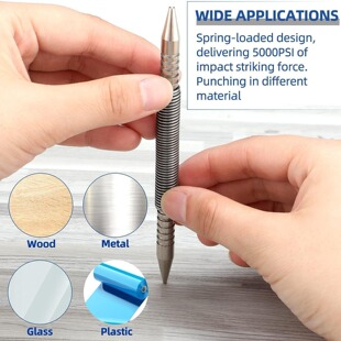 德国进口弹簧双头钉子冲套装孔打孔弹簧加载标记金属木工钻头门销