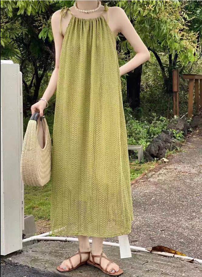 吊带连衣裙女夏季海边度假宽松沙滩裙高级绝美无袖露肩裙子夏新款