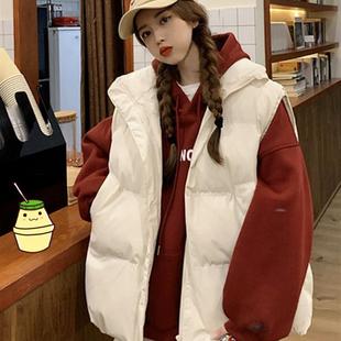 羽绒棉马夹外套女2025秋冬新款学生外穿bf无袖保暖宽松马甲外套潮
