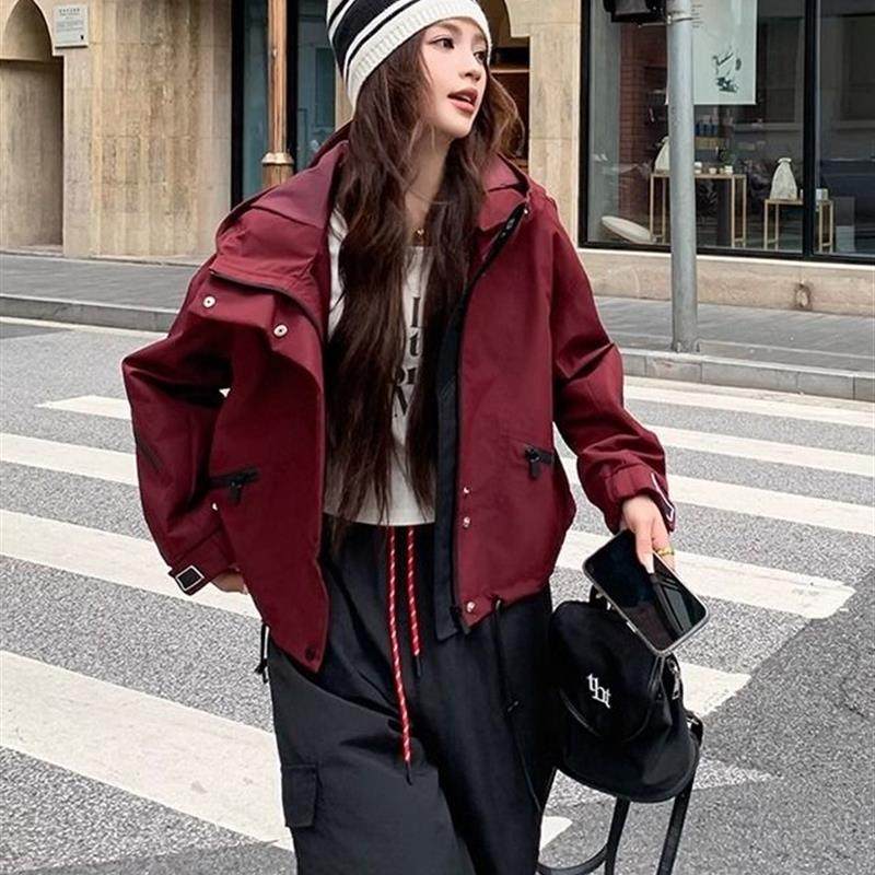 秋冬新款安可拉红夹棉冲锋衣夹克上衣外套女300斤特大码宽松风衣,女装/女士精品,时尚套装,淘宝优惠券,粉丝福利购,淘宝优惠卷