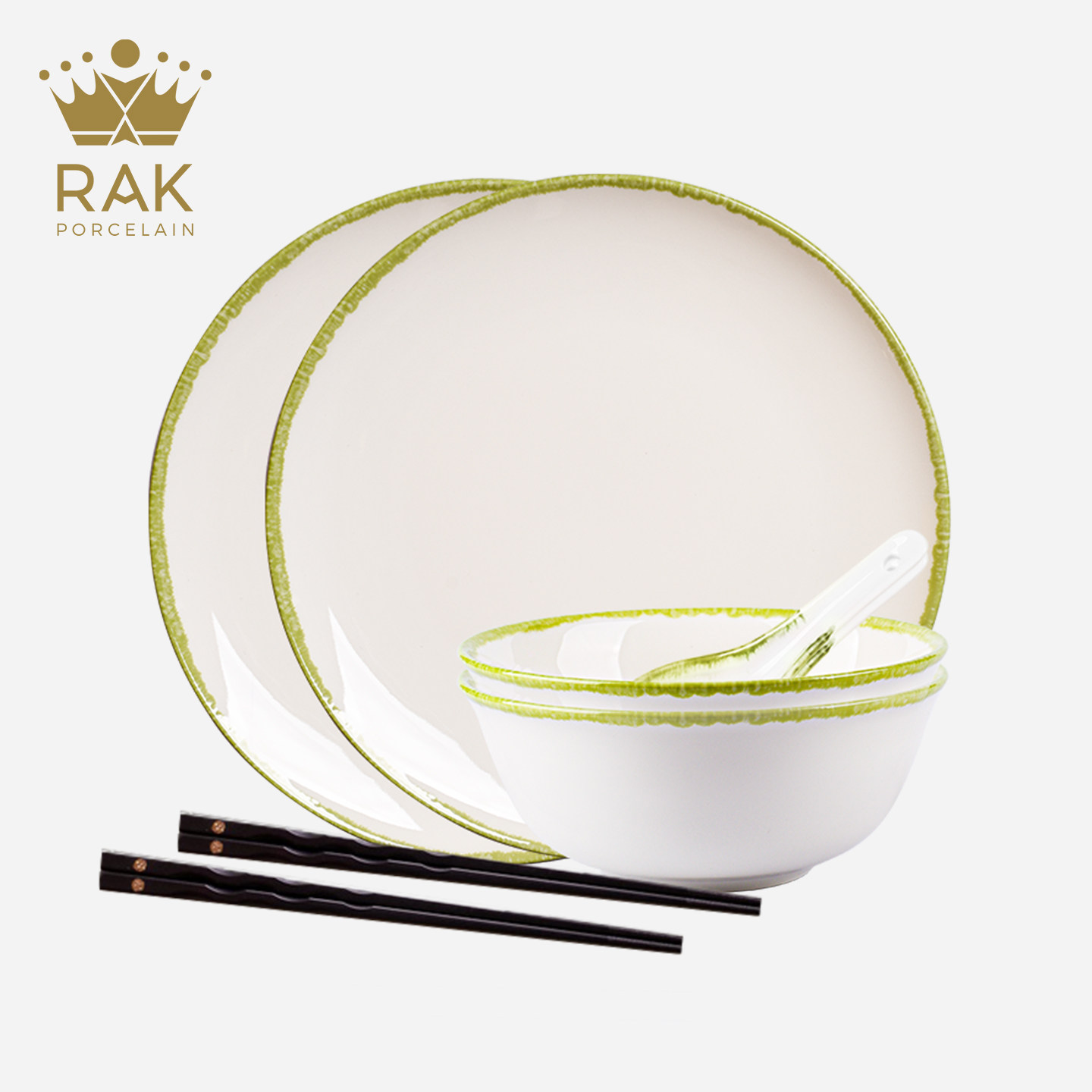 RAK进口绿野仙棕二人食两人份小清新色餐具套装复古手绘描边摆拍