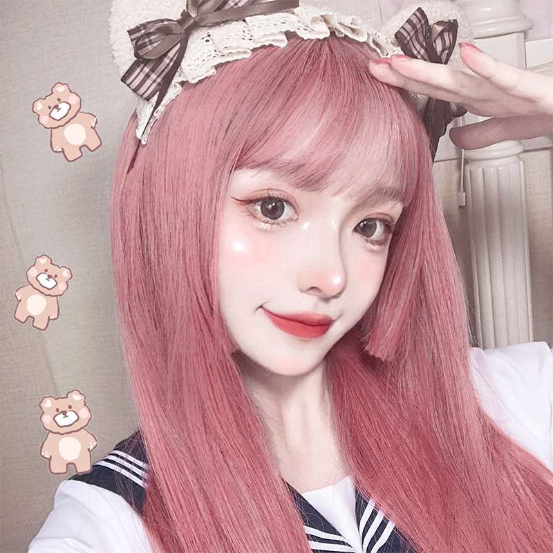 Genuine Manzhen wig female long hair colorful headgear natural full head cute fashion JK Lolita net red air