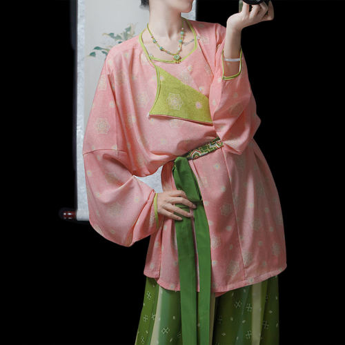 汉裳小唐风清凉圆领袍套装