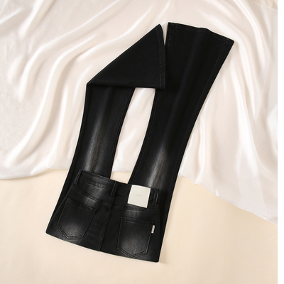 拉夏贝尔黑色微喇裤女2025