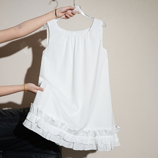 拉夏贝尔独特ins白色花边背心连衣裙女夏减龄娃娃裙A字无袖短裙