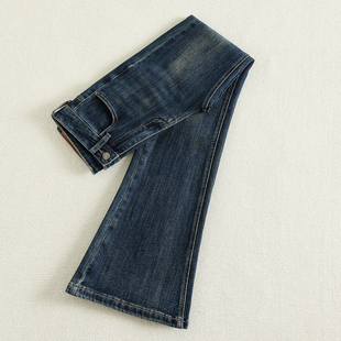 辣妹弹力显瘦喇叭裤 女2026春秋新款 子 深蓝微喇牛仔裤 拉夏贝尔美式