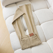 弹力显瘦拖地喇叭裤 新款 女2026春季 拉夏贝尔卡其色高腰微喇牛仔裤