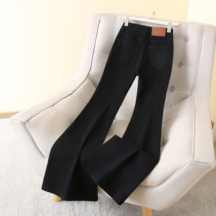 显瘦百搭喇叭裤 拉夏贝尔黑色微喇牛仔裤 高腰修身 新款 女2025年冬季