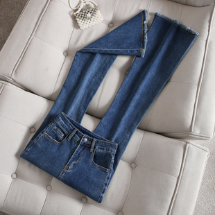 高腰高弹力紧身显瘦百搭喇叭裤 新款 女2025秋季 拉夏贝尔微喇牛仔裤