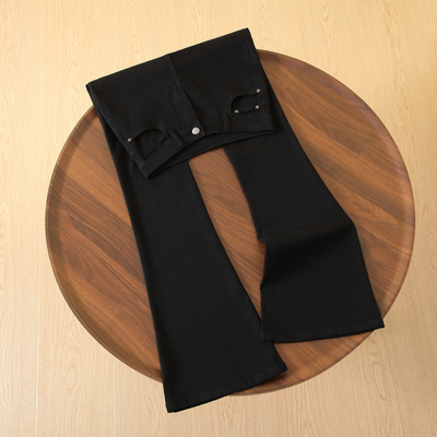 拉夏贝尔小个子黑色微喇牛仔裤