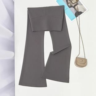 拉夏贝尔微喇瑜伽裤女2025新款外穿冬高个子健美裤加绒鲨鱼喇叭裤