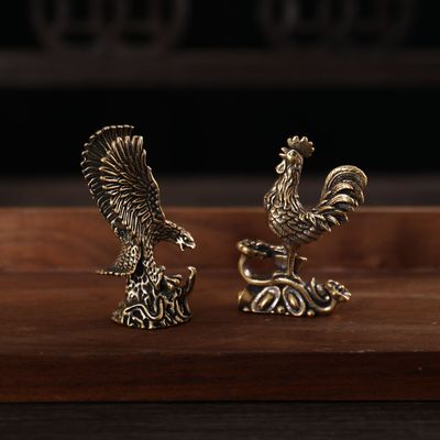 铜工艺品摆件雄鹰展翅大展宏图 元宝雄鸡一鸣惊人铜雕工艺品