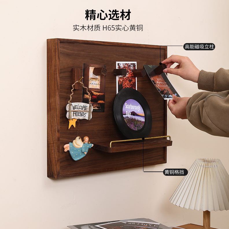 diy遮挡弱电箱实木挂墙相框板多功能电表箱装饰画配电箱收纳磁吸