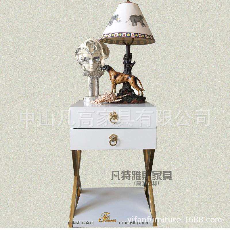 轻奢不锈钢简约时尚现代烤漆休闲客厅沙发个性创意角几多功能灯几