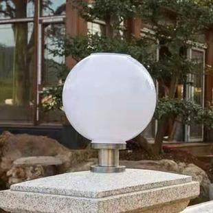 太阳能圆形柱子灯直销太阳能防水超亮圆形不锈钢底座柱子灯