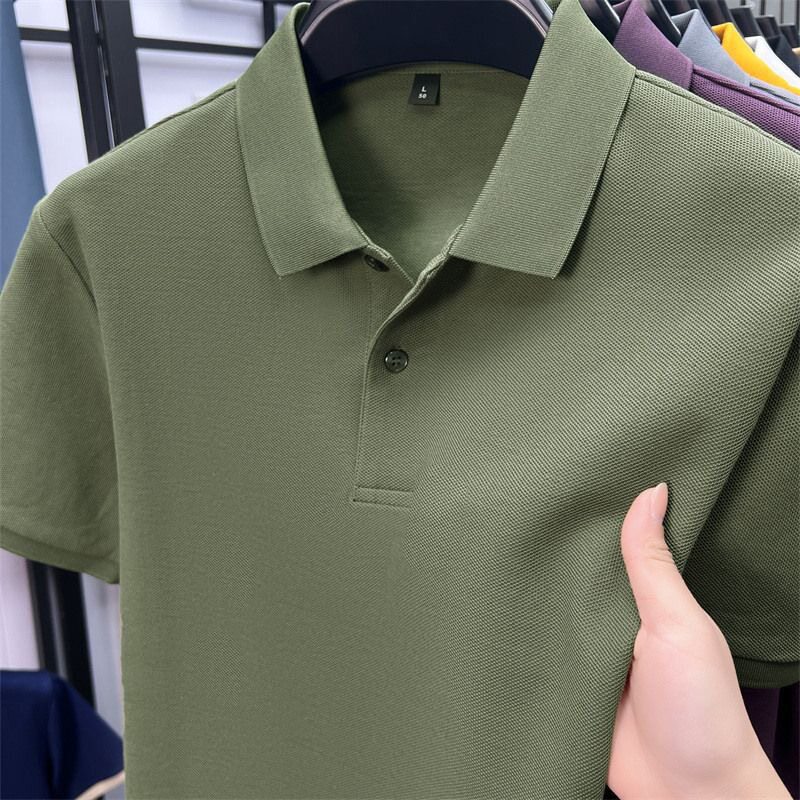 高端品外贸断码夏季100%新款珠地棉男士POLO短袖T恤翻领商务休闲T