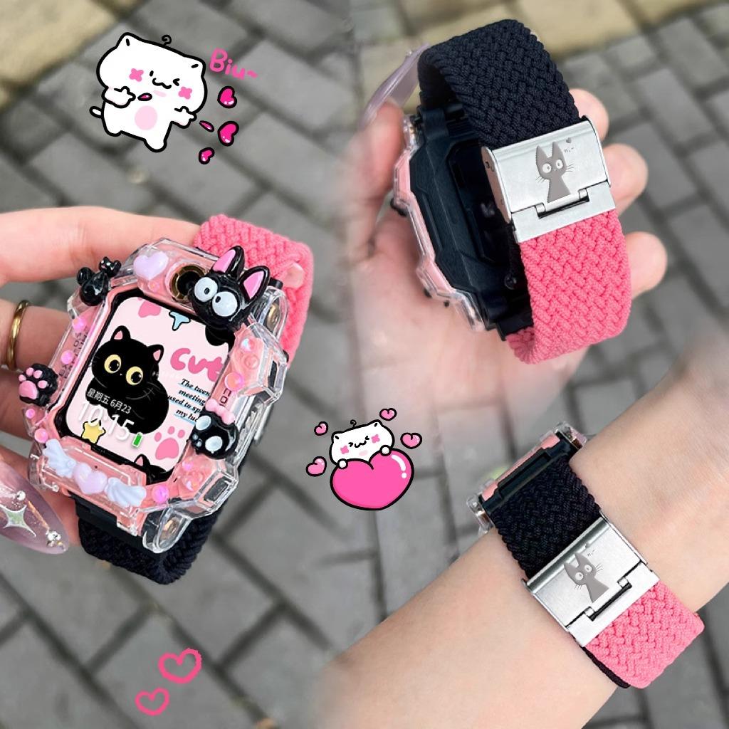 适用小天才电话手表表带z10/z9/Z8少年版Z7尼龙编织镭雕图案Z6/Z5