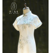 年轻短袖 改良版 日常连衣裙 传统新中式 不二先生高档印花旗袍女夏季