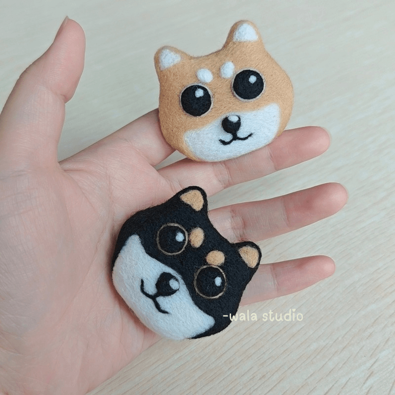 wala羊毛毡柴犬胸针可爱狗狗别针黄柴黑柴胸针小狗胸花饰品成品