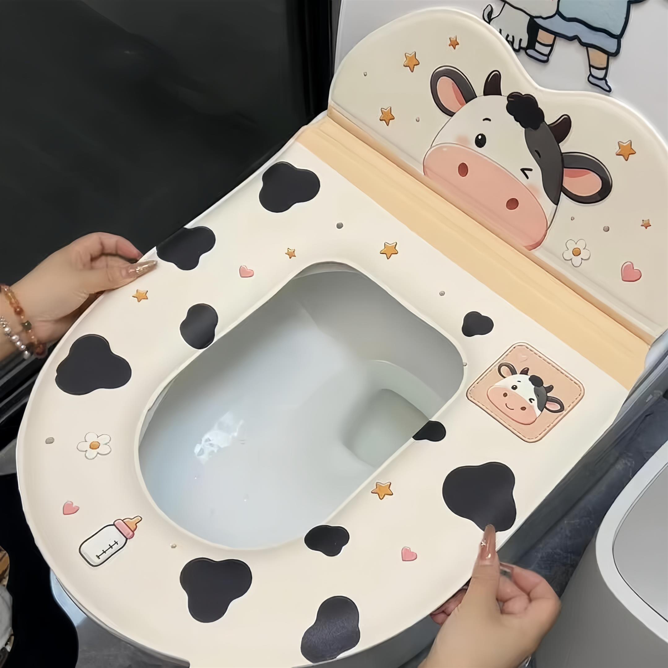 坐便垫靠背马桶垫一体式奶牛格纹