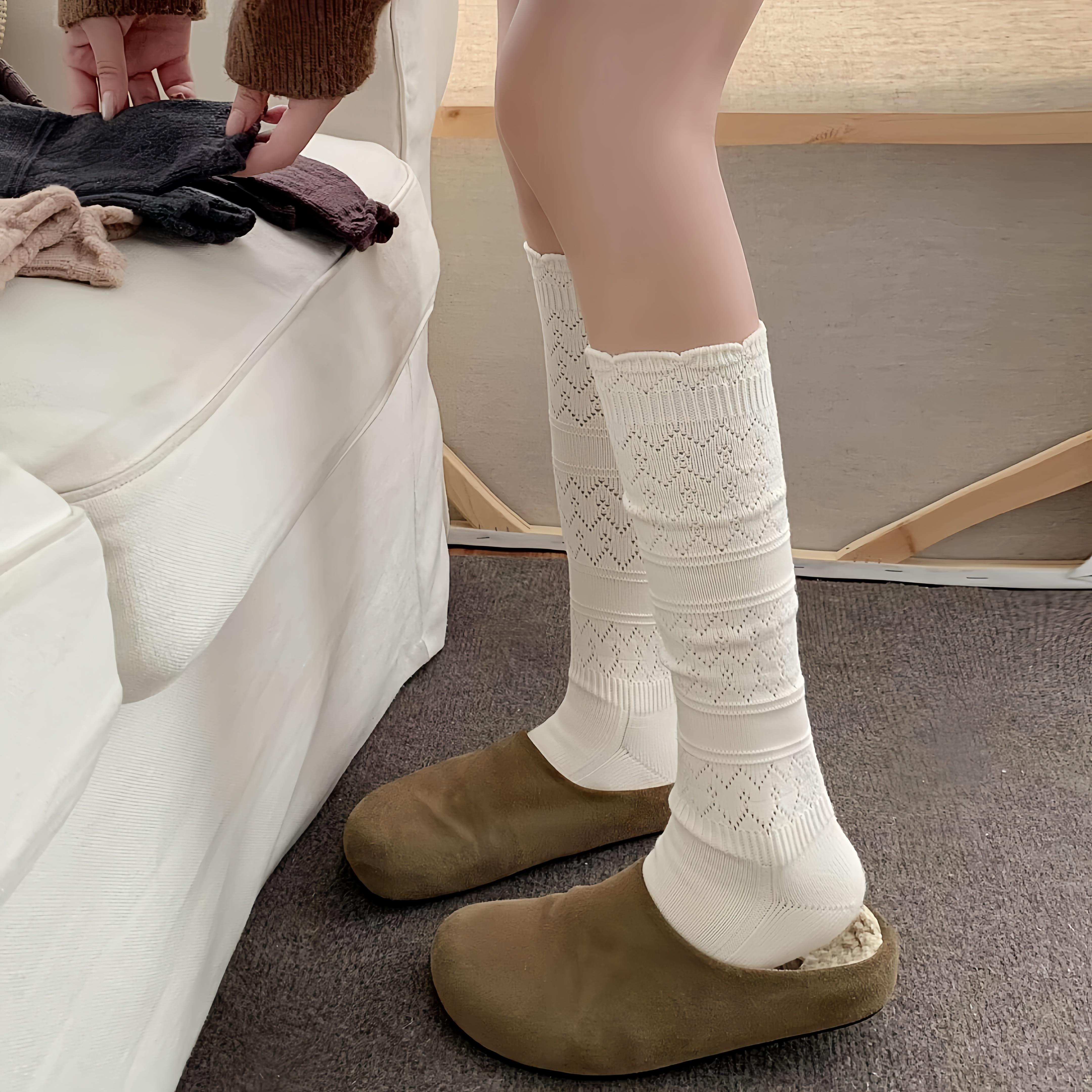 纯欲镂空渔网羊毛小腿袜