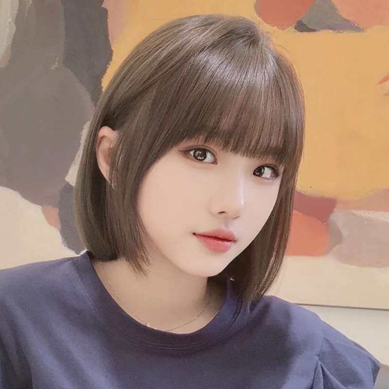 正品假发女夏短发直发时尚波波头空气刘海仿真全真人发丝自然递针