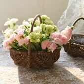 复古柳编花篮手提篮子藤编花器田园装 饰桌面插花篮摆件礼品水果篮