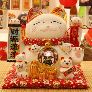 饰发财猫礼物 招财猫摆件开业生意兴隆大号自动摇手前台家居客厅装