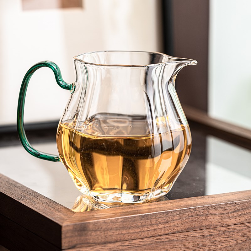 极素透明玻璃公道杯带把手茶海分茶器家用泡茶过滤功夫茶具零配件