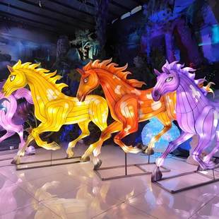 2026新年大型户外八骏马现货春节花灯灯会马年花灯大型定制花灯