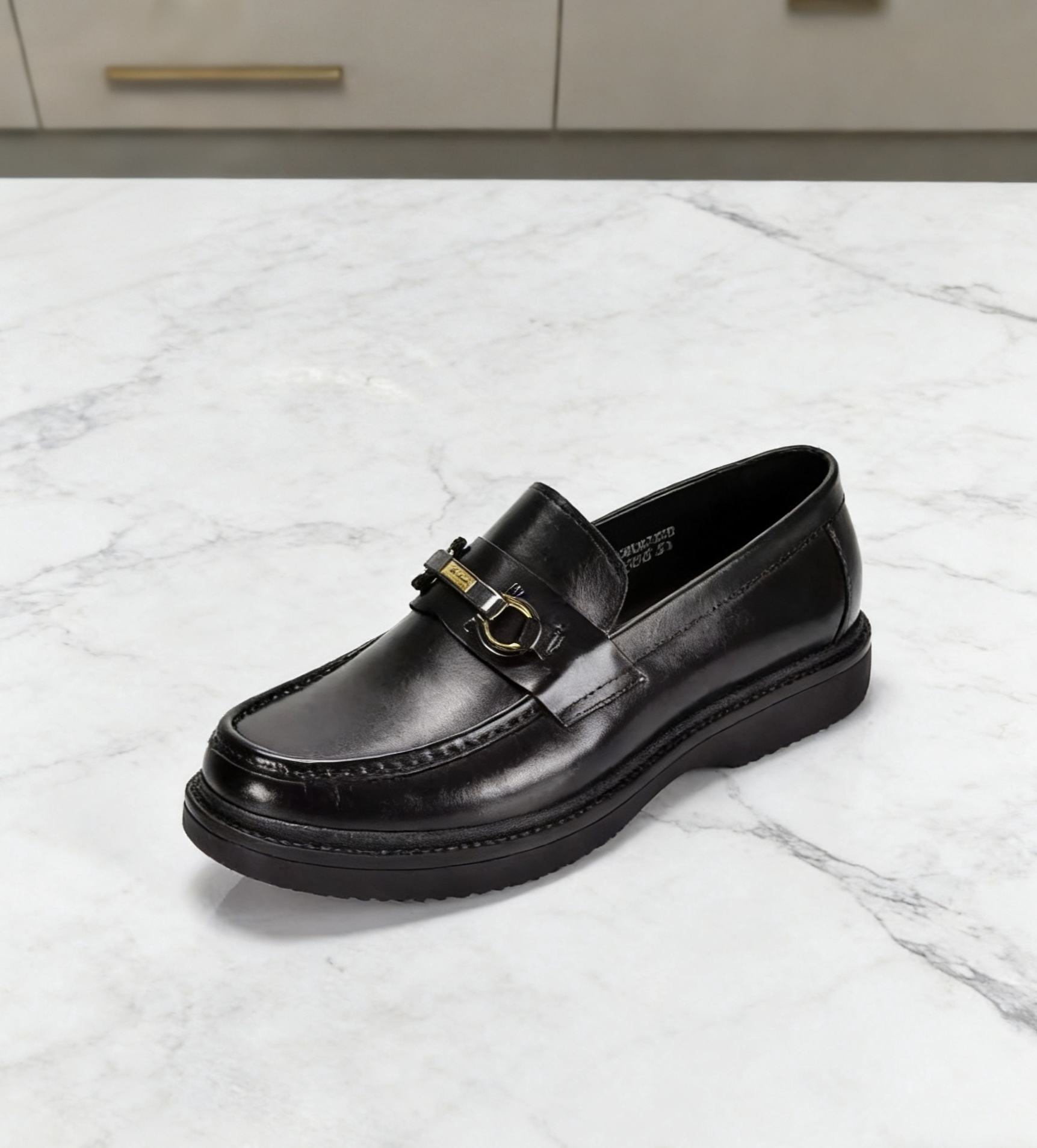 沙驰男鞋春秋新款商务休闲厚底真皮乐福鞋一脚蹬时尚耐磨透气皮鞋